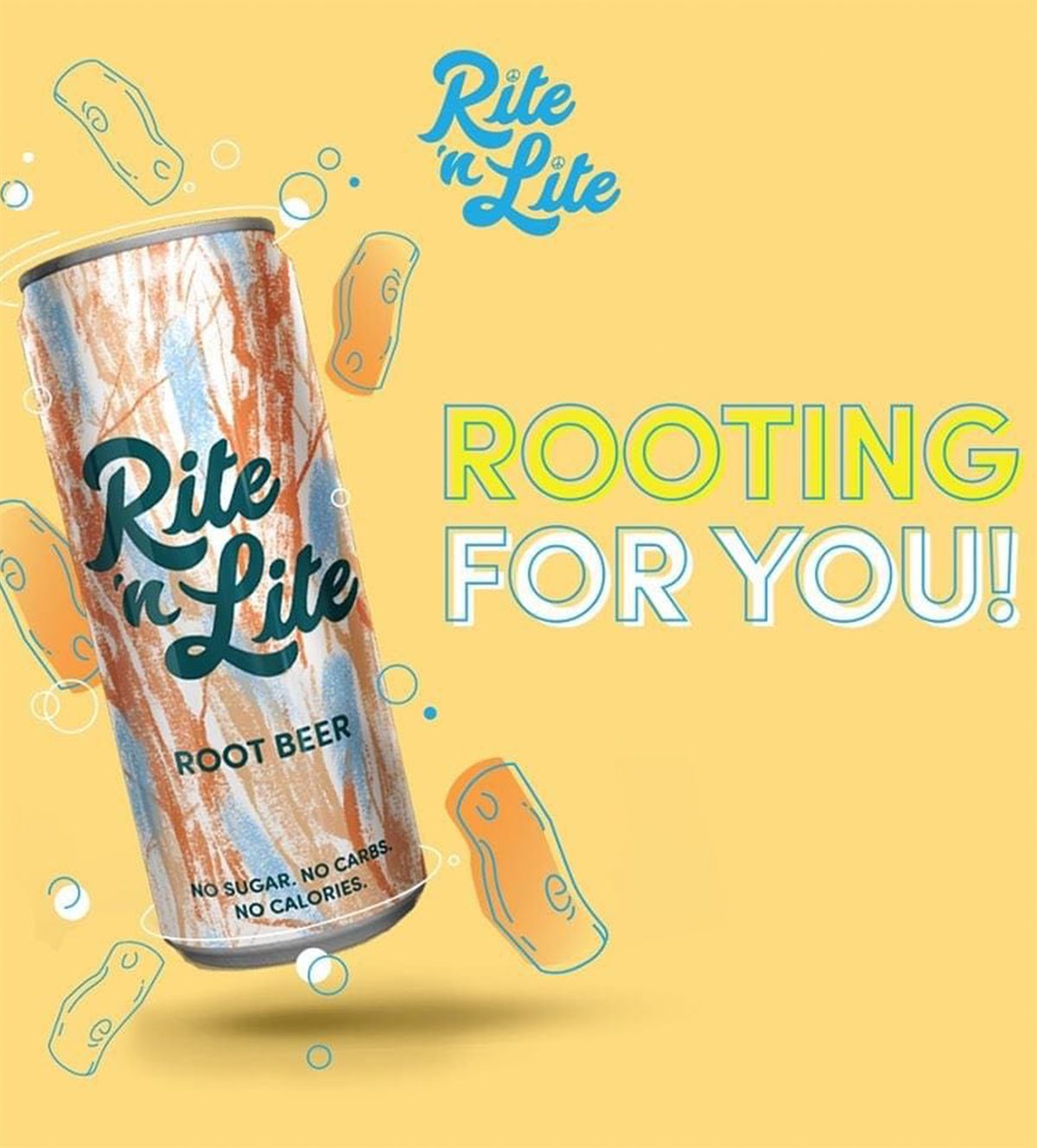 Rite 'n Lite Root Beer can and official flavor artwork